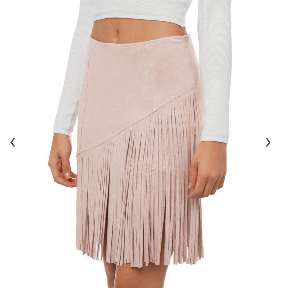 Do+Be Pink Suede Fringe Skirt